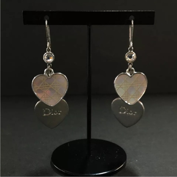 Christian Dior Silver Logo Heart Earrings - Picture 2 of 8